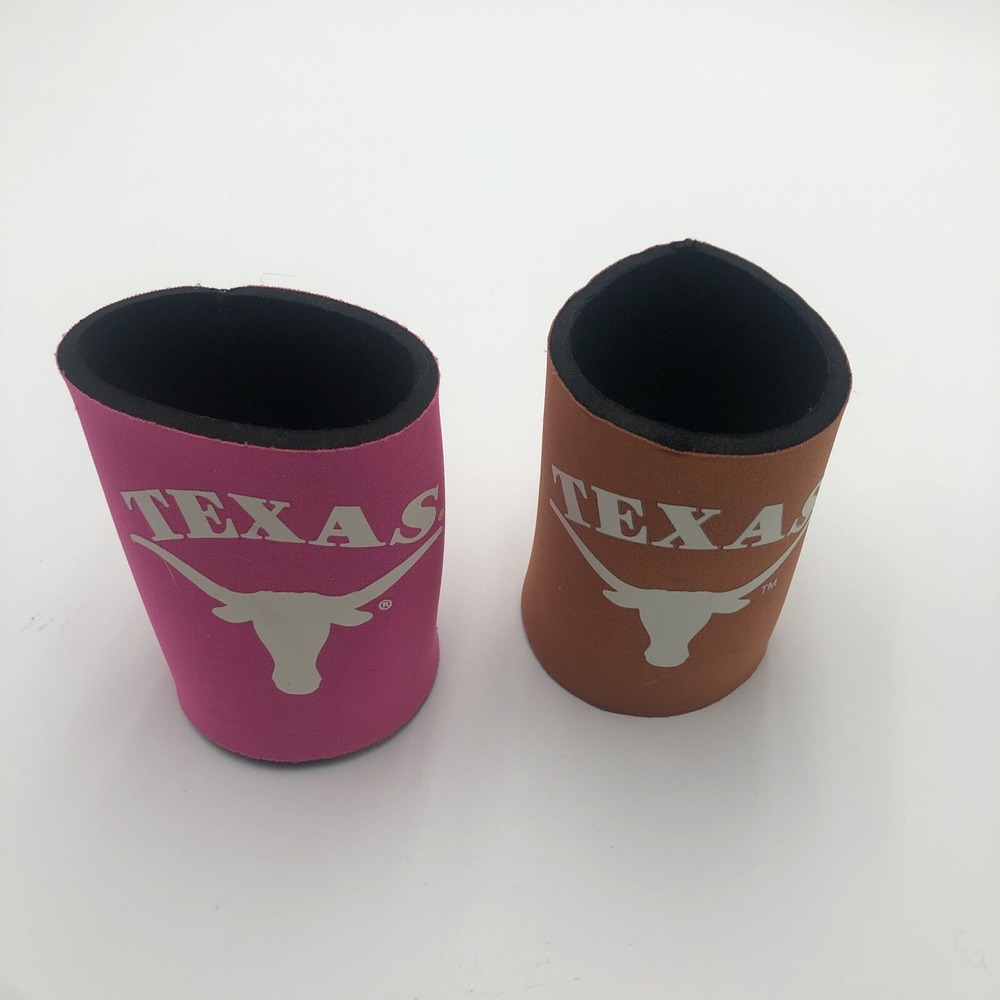 Texas Long Horns Beer Coozi's Brown Pink His And Hers Set Of Two Preowned Used
